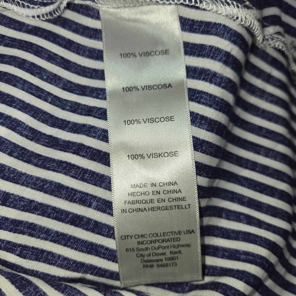 Arna York Collection 18/20 Navy Blue White Striped Button Front Tunic Top Flowy - Picture 9 of 10